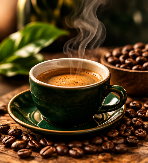Espresso koffiebonen en vers gezette espresso