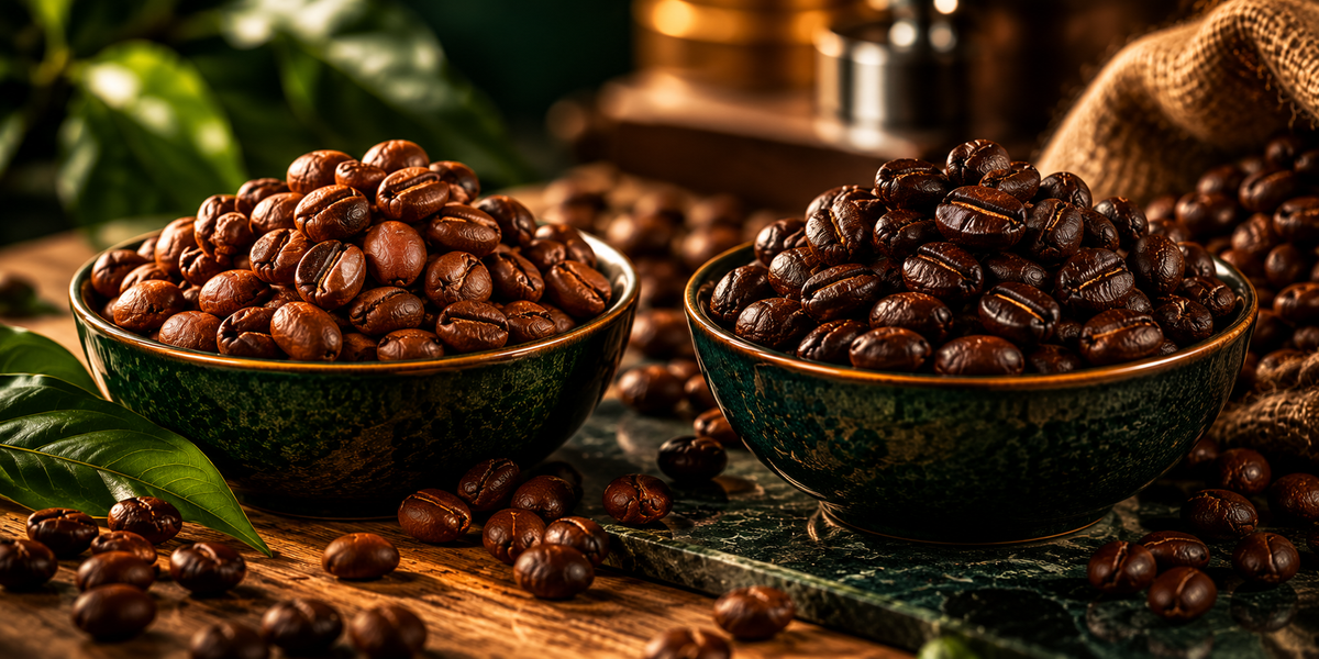 Arabica en Robusta koffiebonen voor espresso